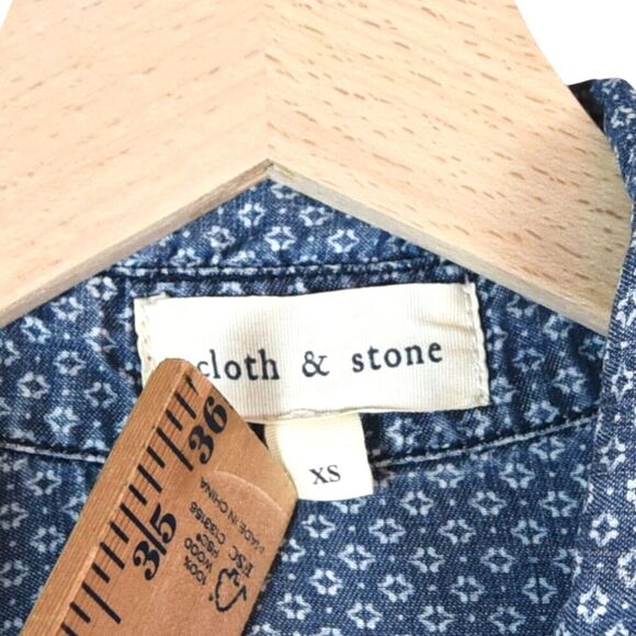 Cloth & Stone Tencel Button-Down Tunic Top Women’s XS Chambray Blue Long Sleeve - Picture 4 of 7